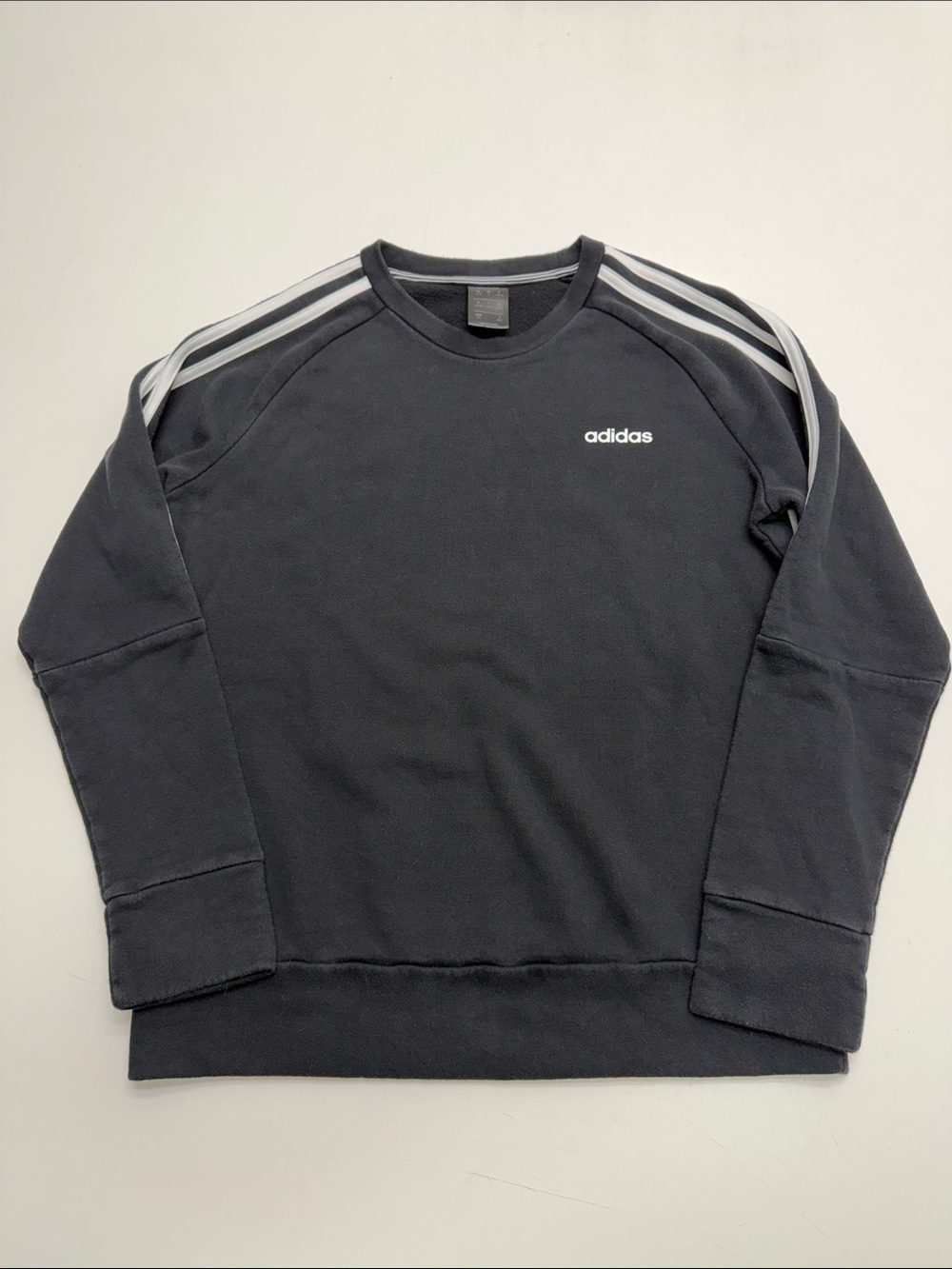 ADIDAS Women’s Large Black White Striped Crew Sweatshirt